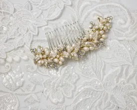 Narrow Gold Wedding Hair Comb