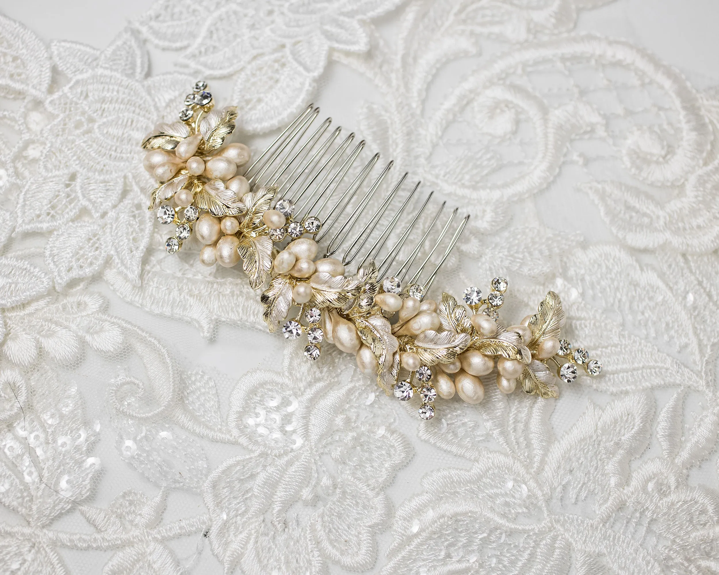 Narrow Gold Wedding Hair Comb