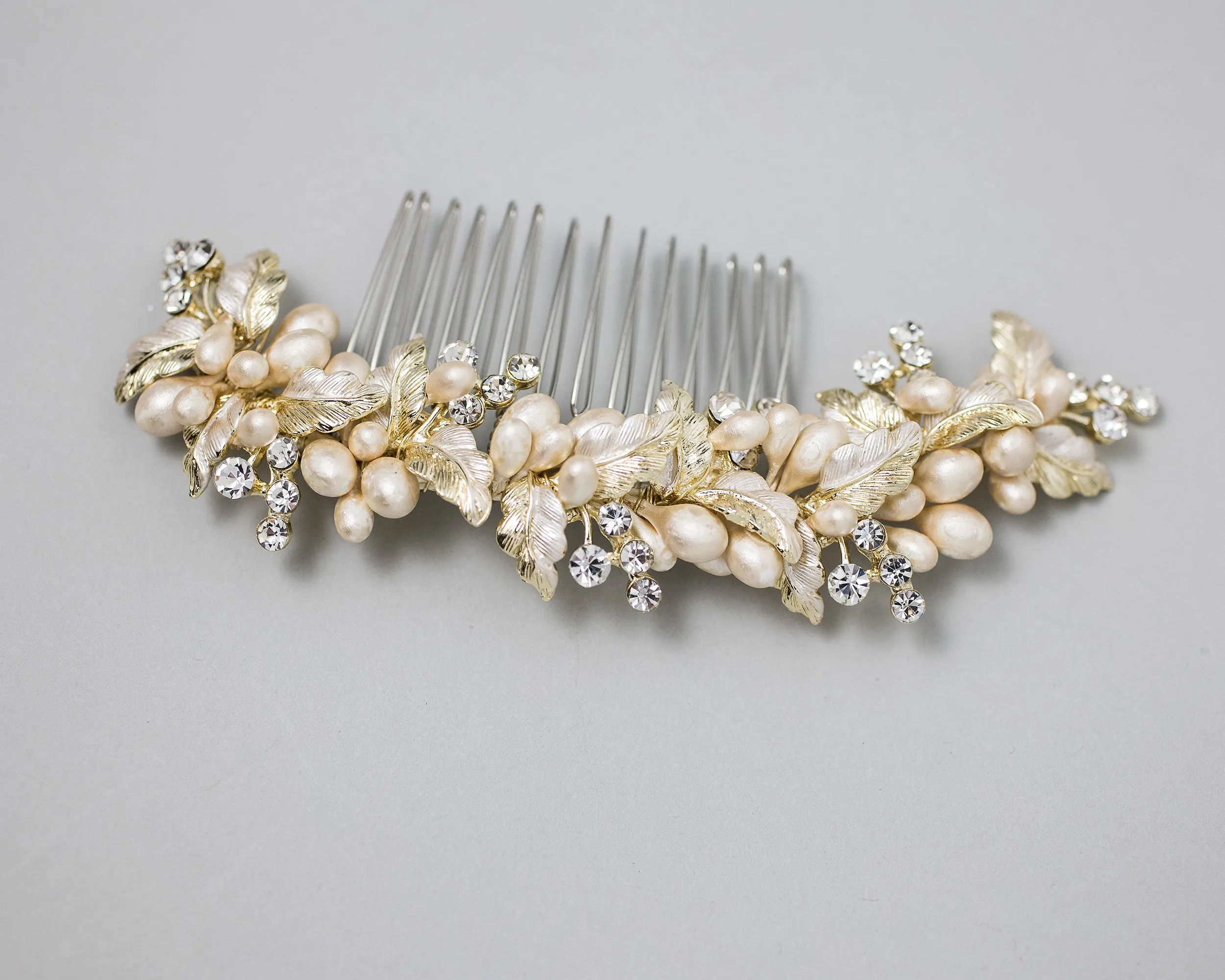 Narrow Gold Wedding Hair Comb