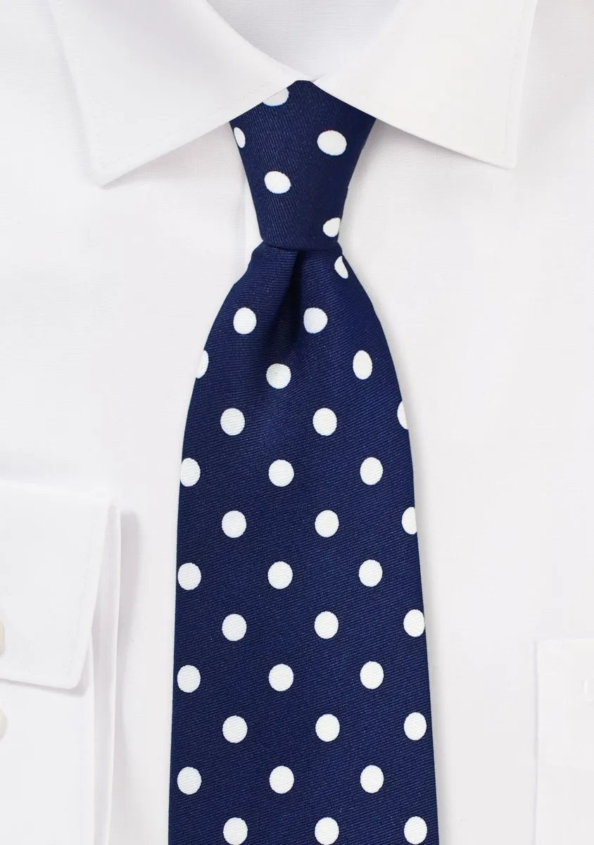 Navy and White Polka Dot Necktie