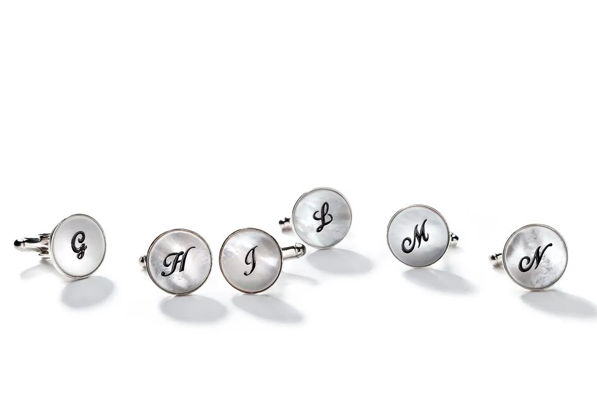 O-LINK MOTHER OF PEARL MONOGRAM CUFFLINKS