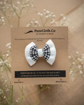 Organic Cotton Checkered Mini Bow Hair Clip