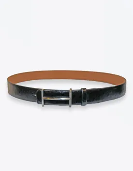 Ostrich Leather Black Belt