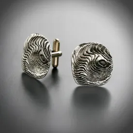 Oxidized silver organic designed cufflinks