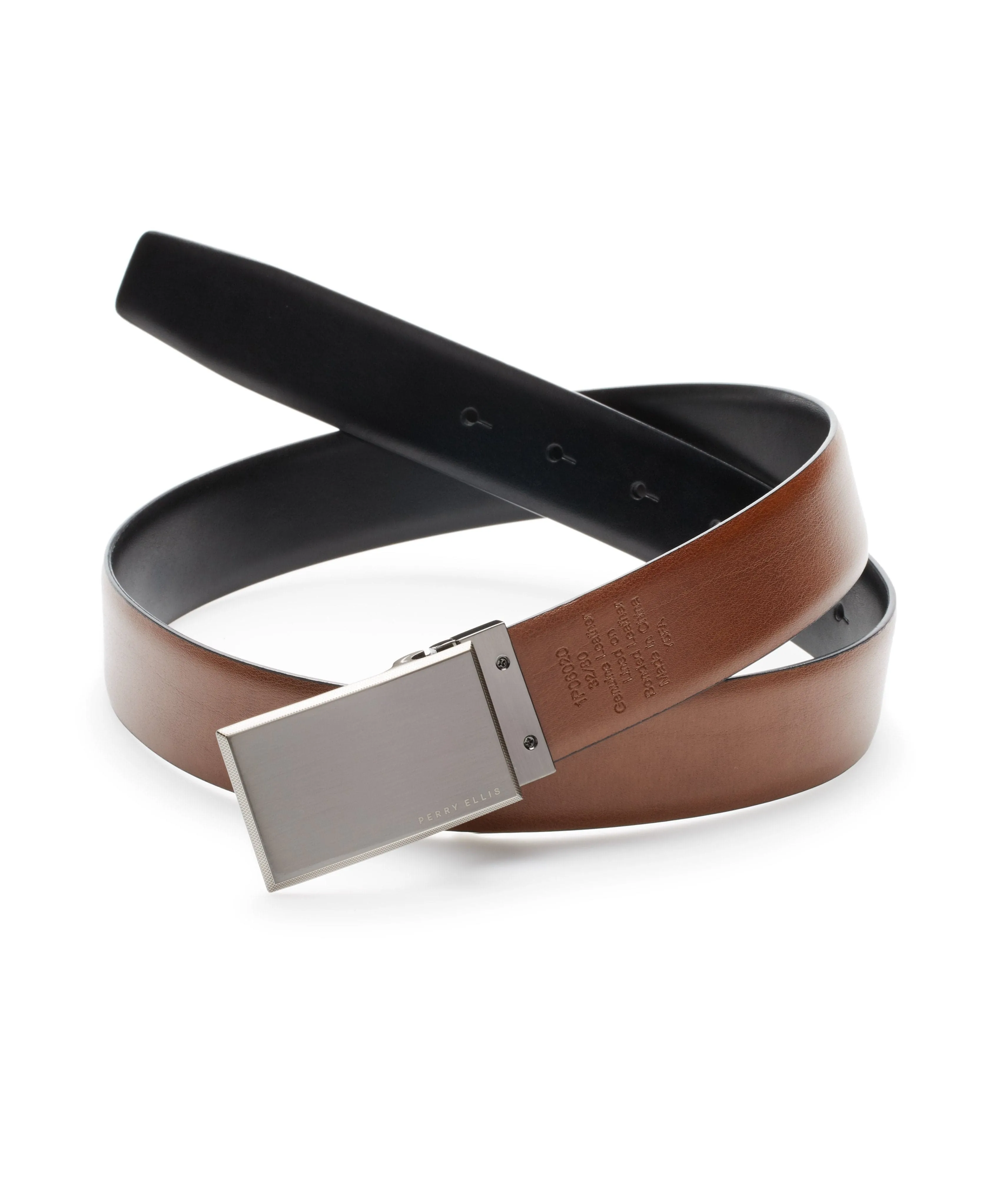 Pattern Plaque Reversible Leather Belt