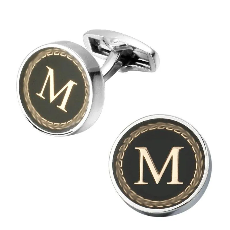 Personalized Monogram Black Cufflinks