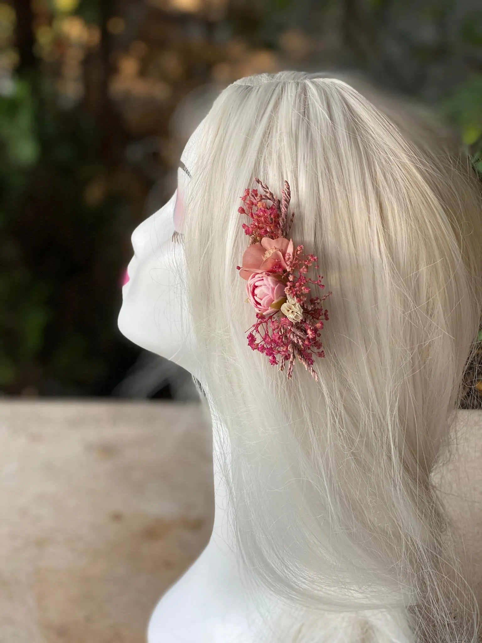 Pink flower hair comb Wedding hair comb Bridal accessories Pink flower comb Mini hair comb Small flower comb Magaela Natural Blumen haarkamm