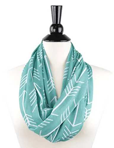 Pop Fashion Women's Arrow Patterned Infinity Scarf with Zipper Pocket, Travel Infinity Scarves