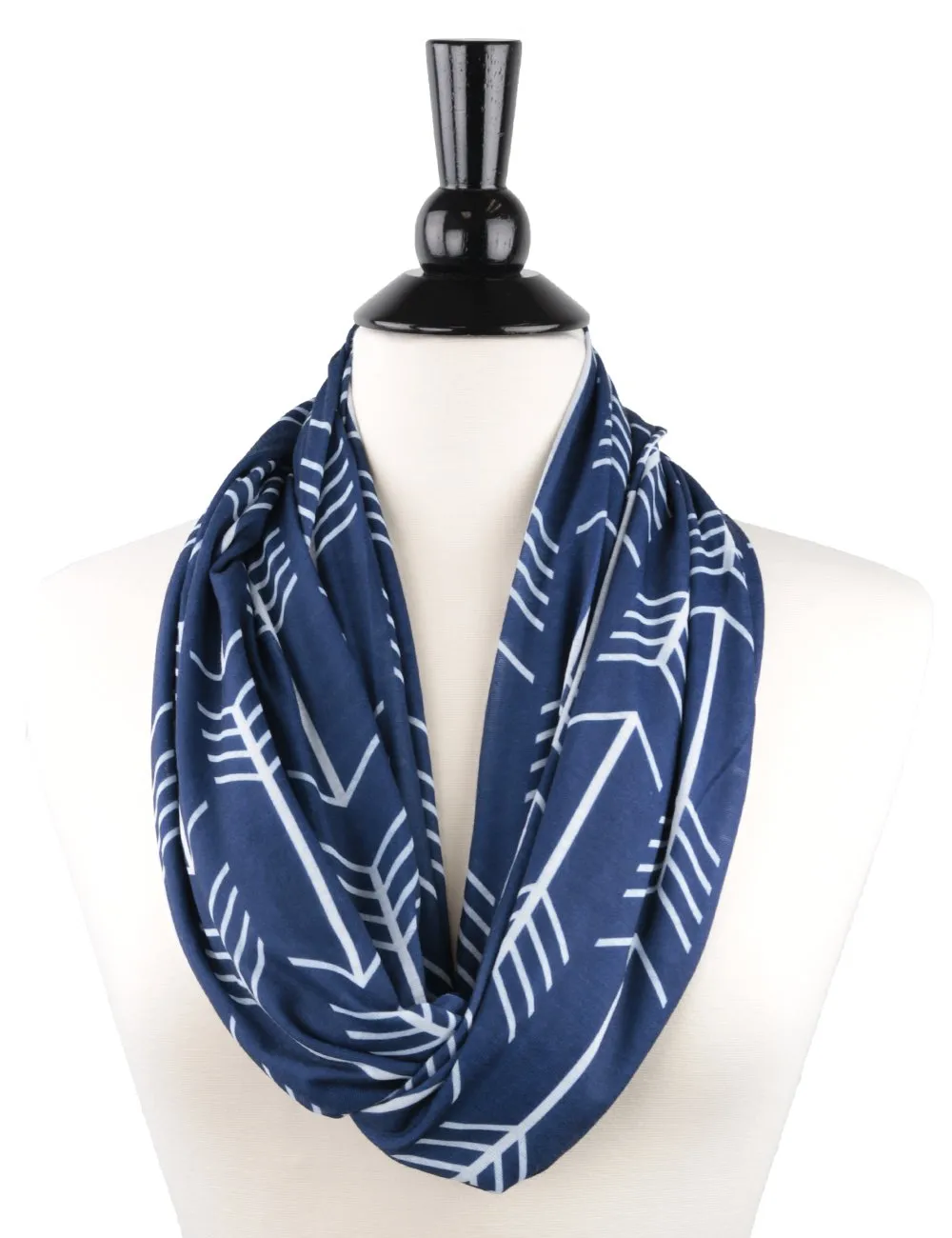 Pop Fashion Women's Arrow Patterned Infinity Scarf with Zipper Pocket, Travel Infinity Scarves