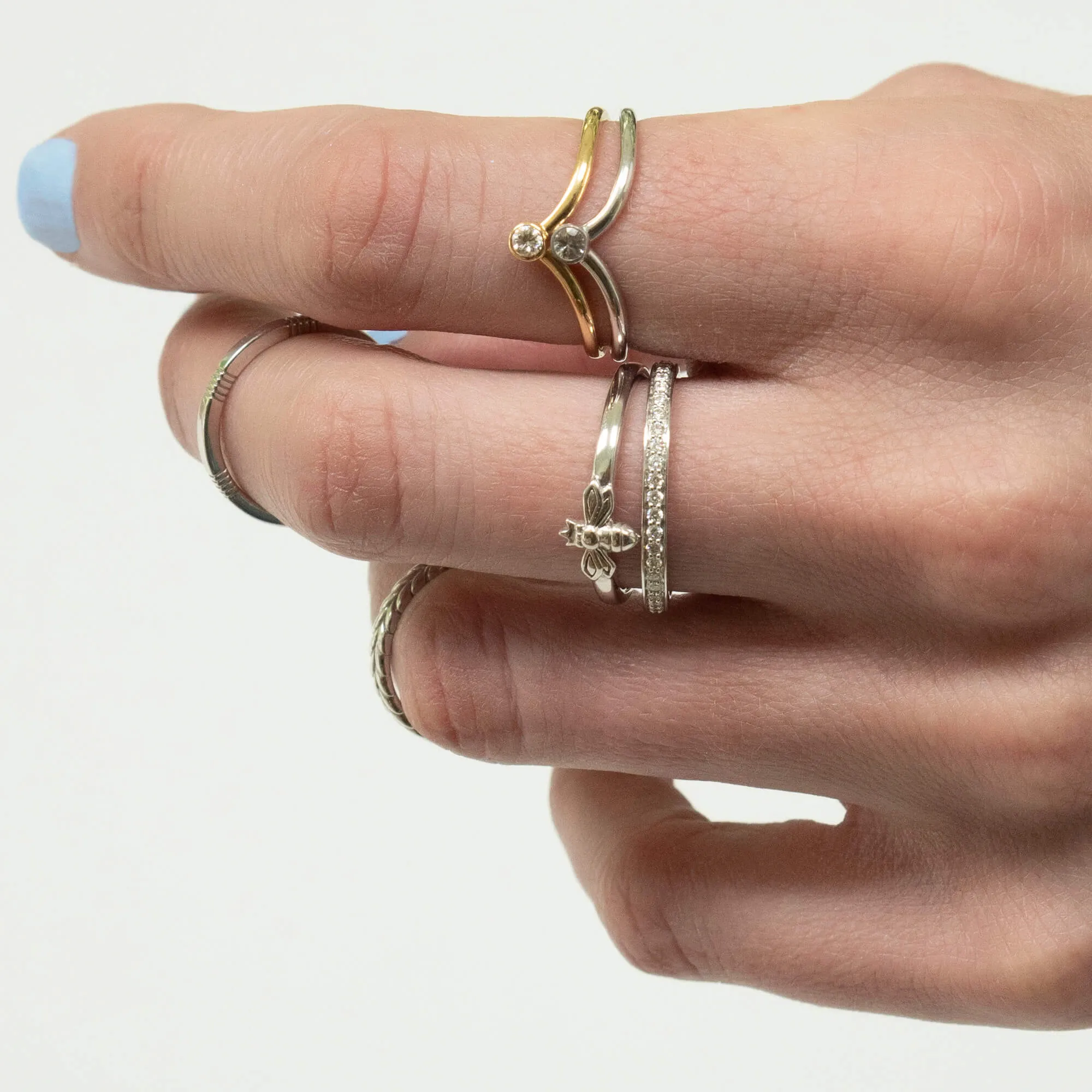 "Queen Bee" Poesy Sterling Silver Stackable Ring