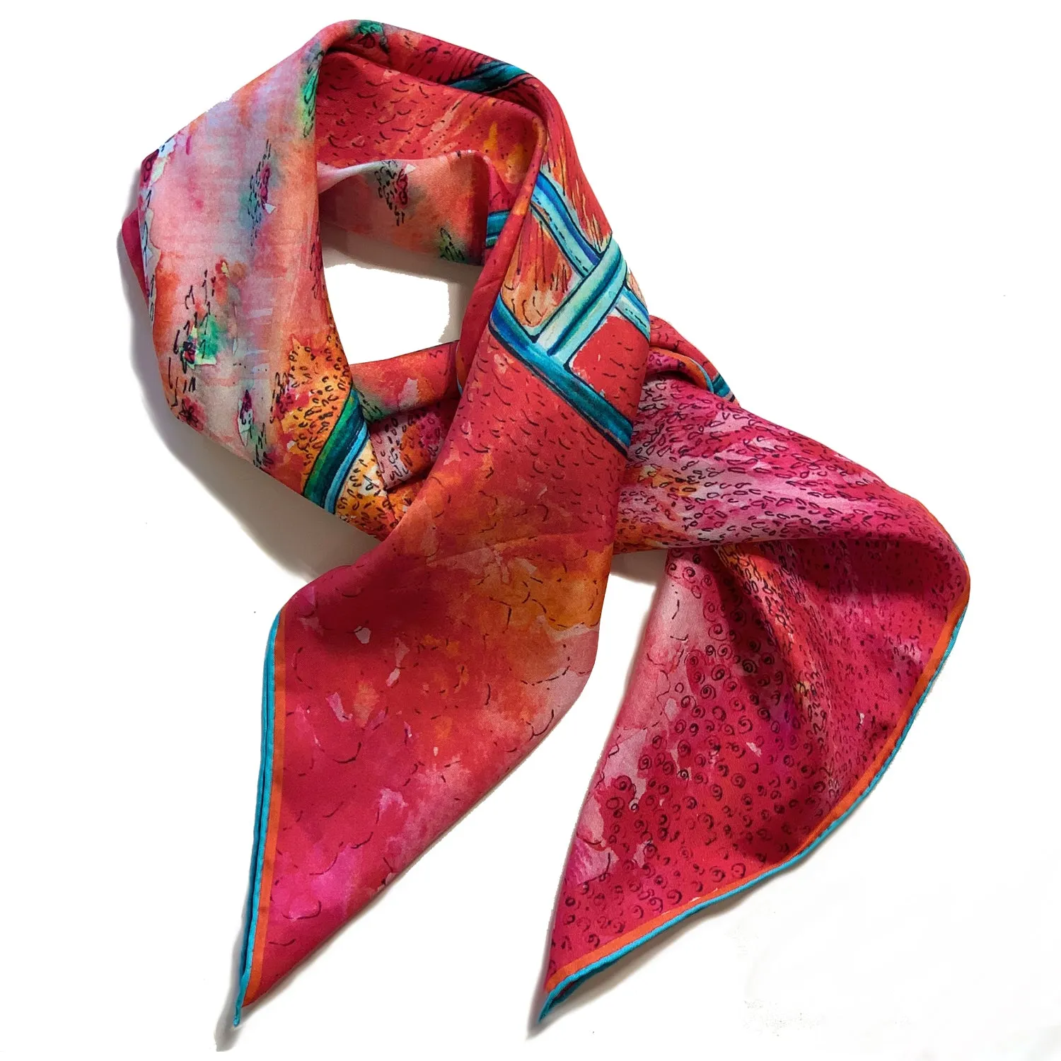 Rainbow Bridges - Square Silk Scarf