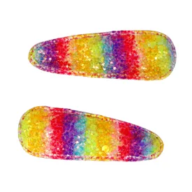 Rainbow Chunky Glitter Snap Clips