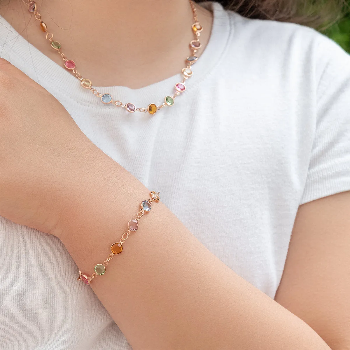 Rainbow Crystal Rose Gold Plated Bracelet