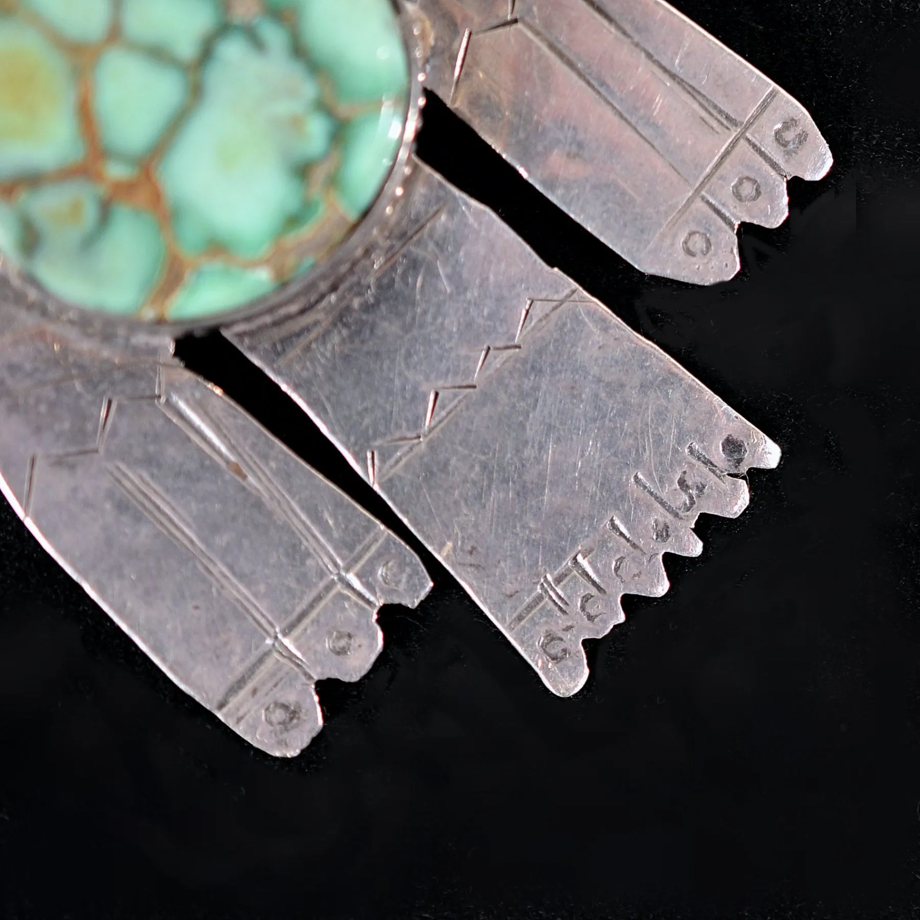 Rare Vintage 1930s Easter Blue Mine Turquoise, Primitive Thunderbird Brooch