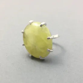 RARE YELLOW PREHNITE & SILVER RING