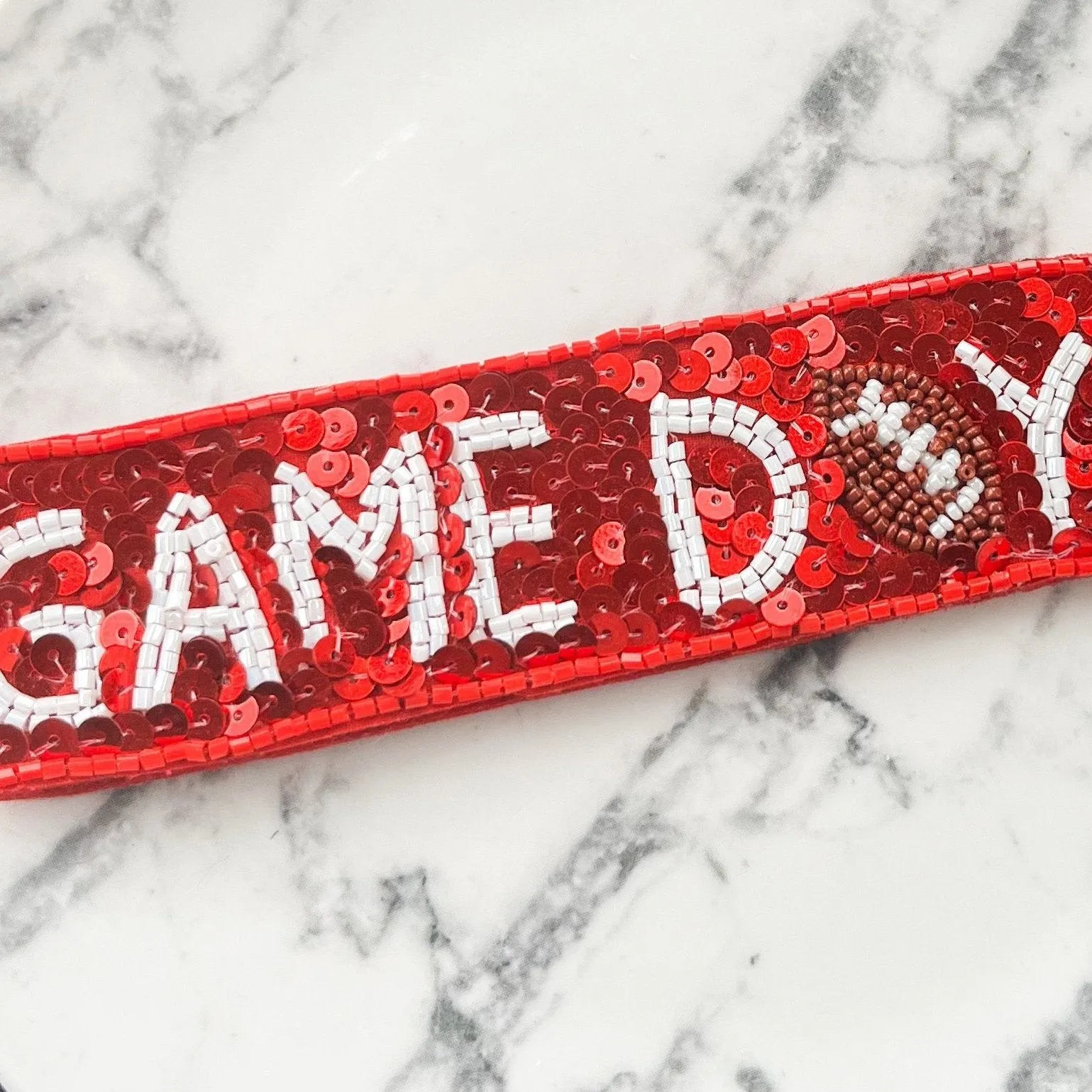 Red Game Day Sequin Football Keychain