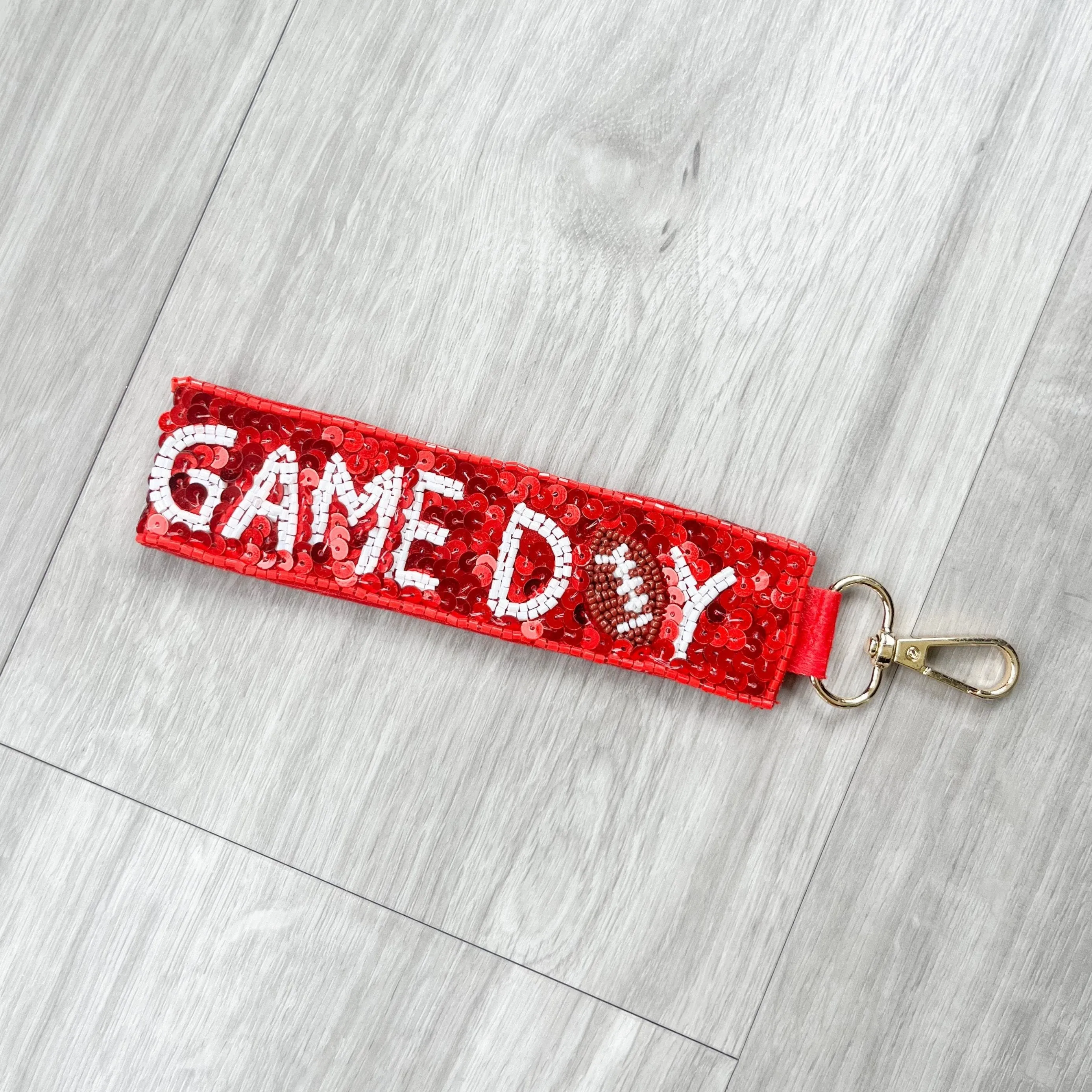 Red Game Day Sequin Football Keychain