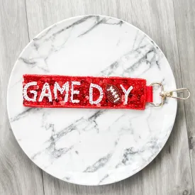 Red Game Day Sequin Football Keychain