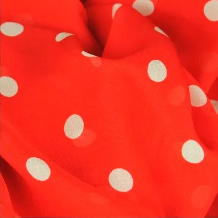 RED POLKA DOT SCARF - 67x26"