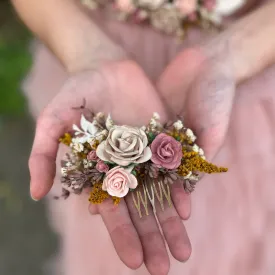 Romantic flower hair comb with roses