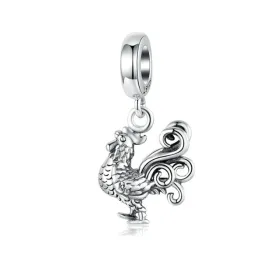 Rooster Dangle Charm 925 Sterling Silver