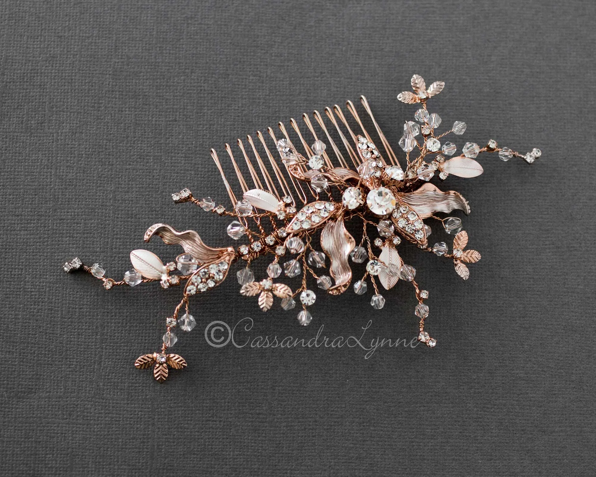 Rose Gold Crystal Hair Comb