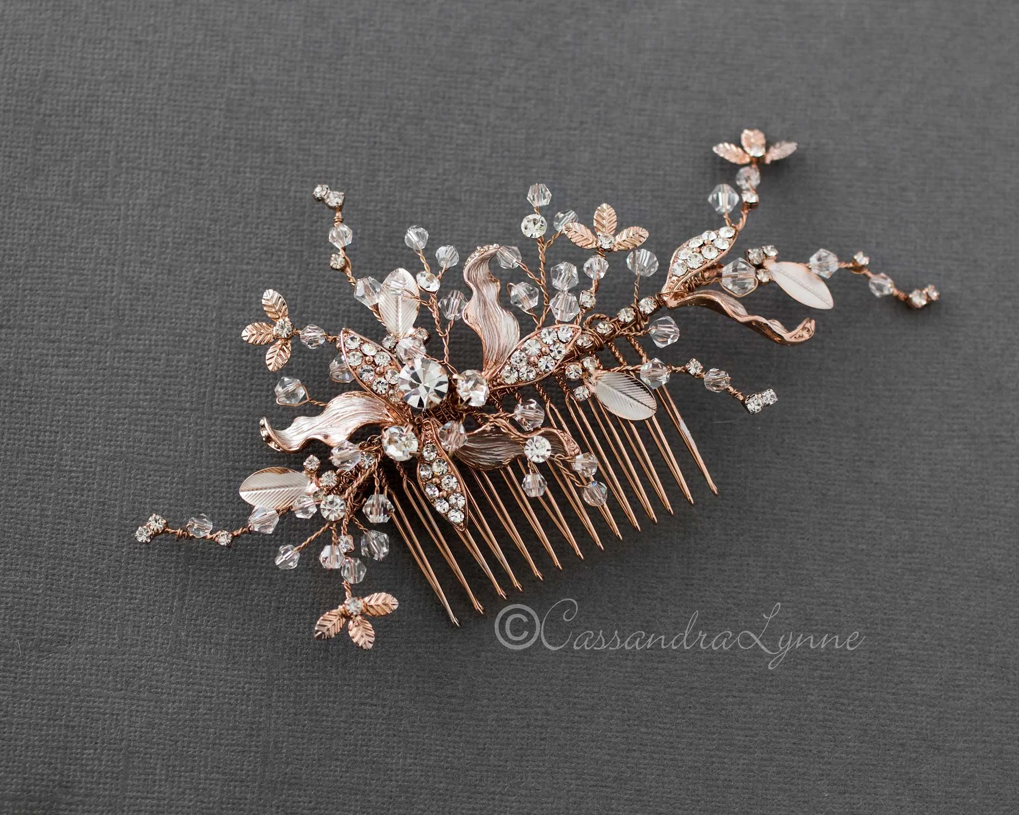 Rose Gold Crystal Hair Comb