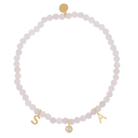 Rose Quartz & Custom Charm Bracelet