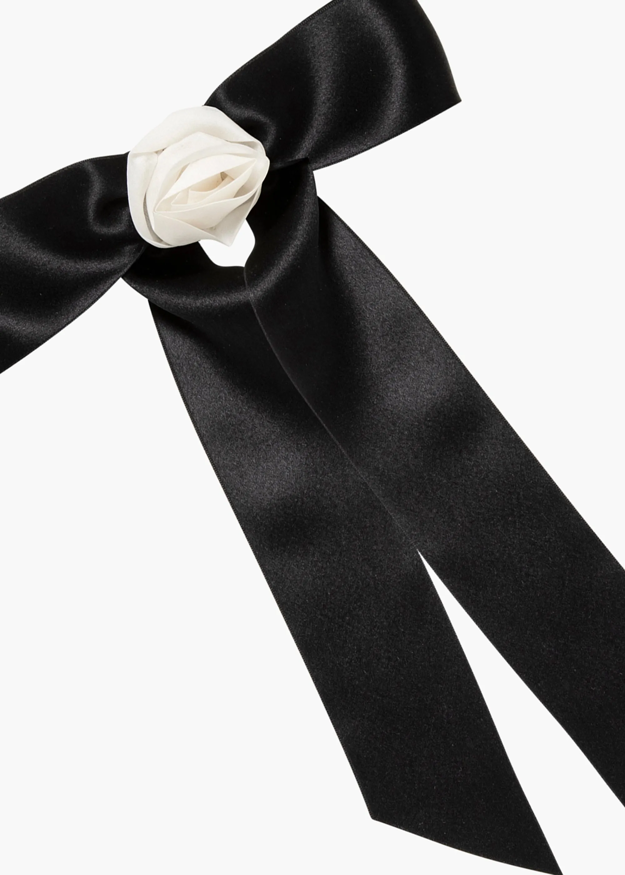 Rosette Bow Barrette -- Black Cream