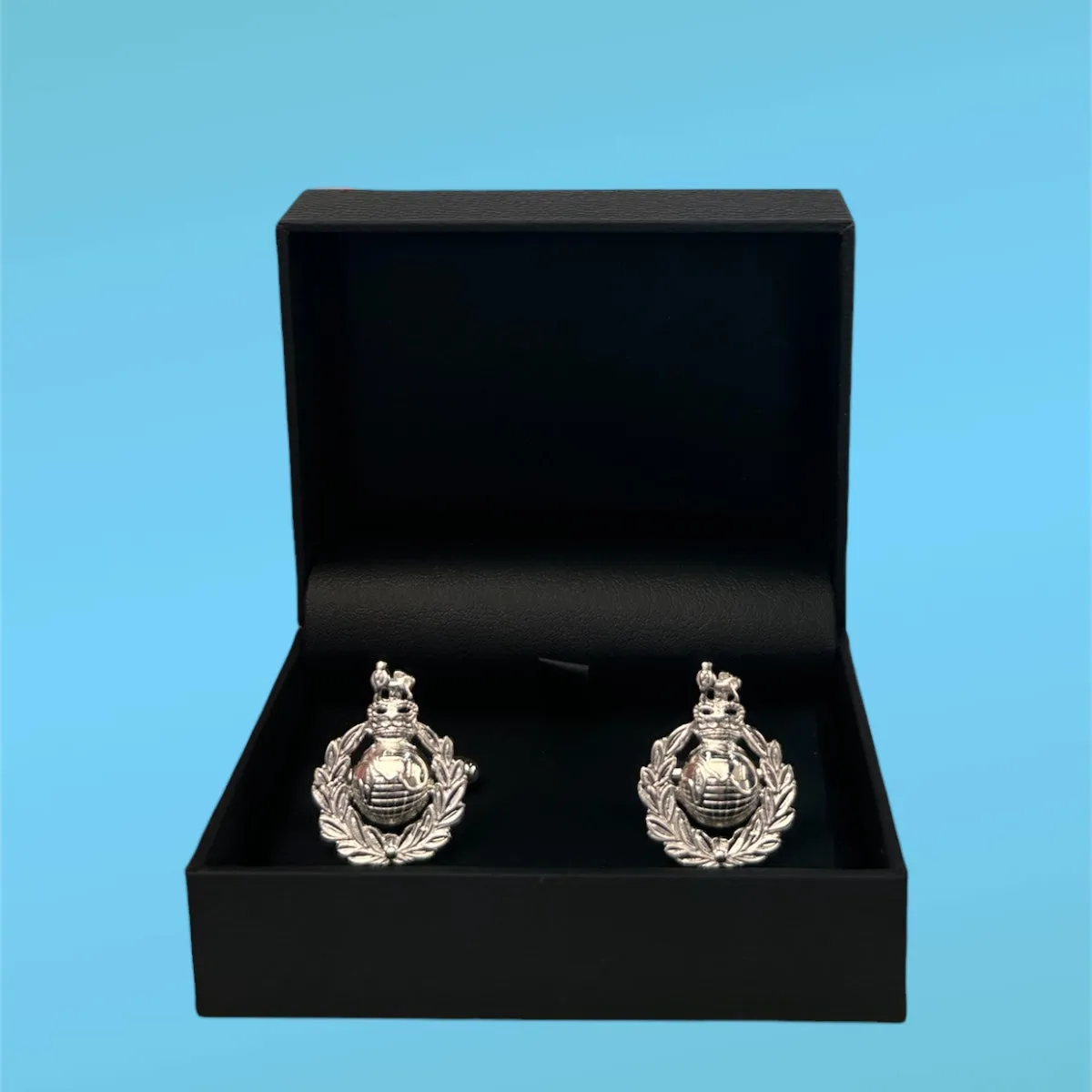 Royal Marines Stirling Silver Corps Crest Cufflinks