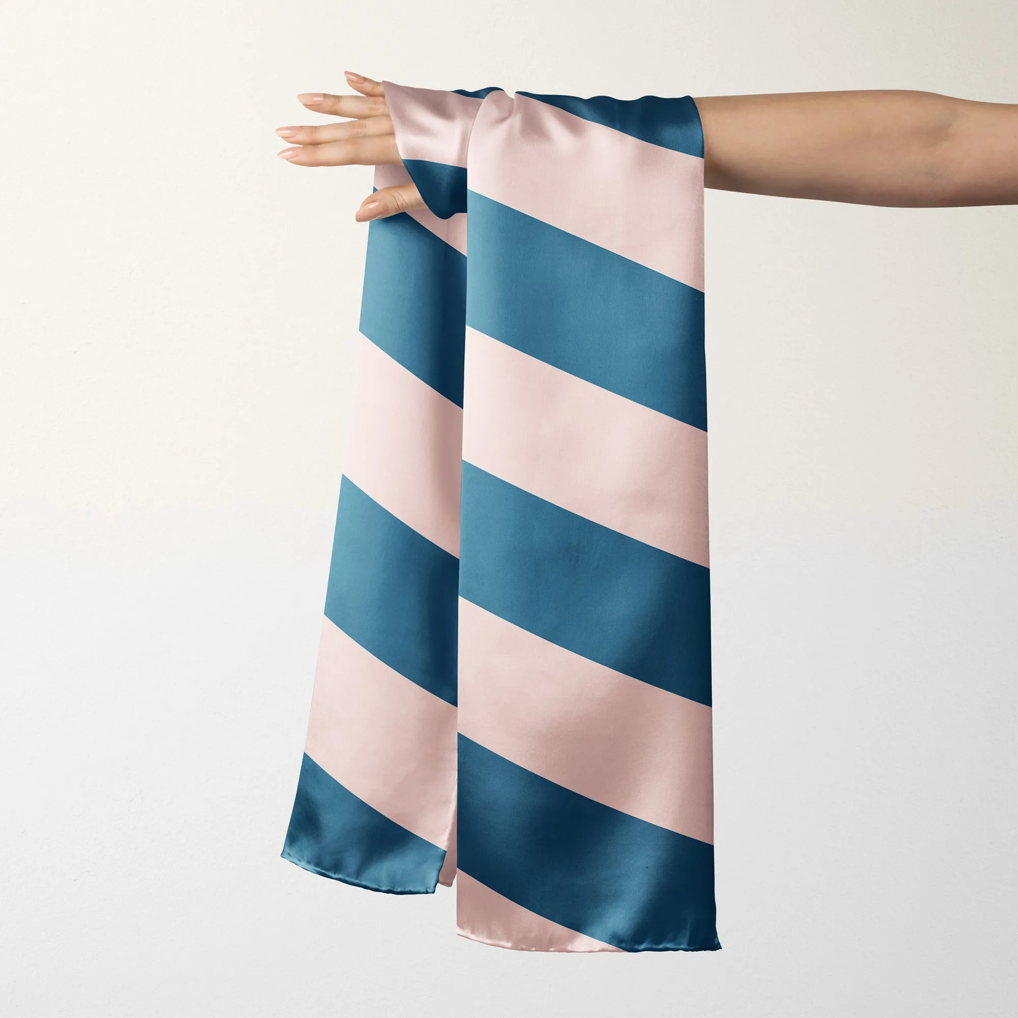 Rugby - Blue rectangle long silk scarf