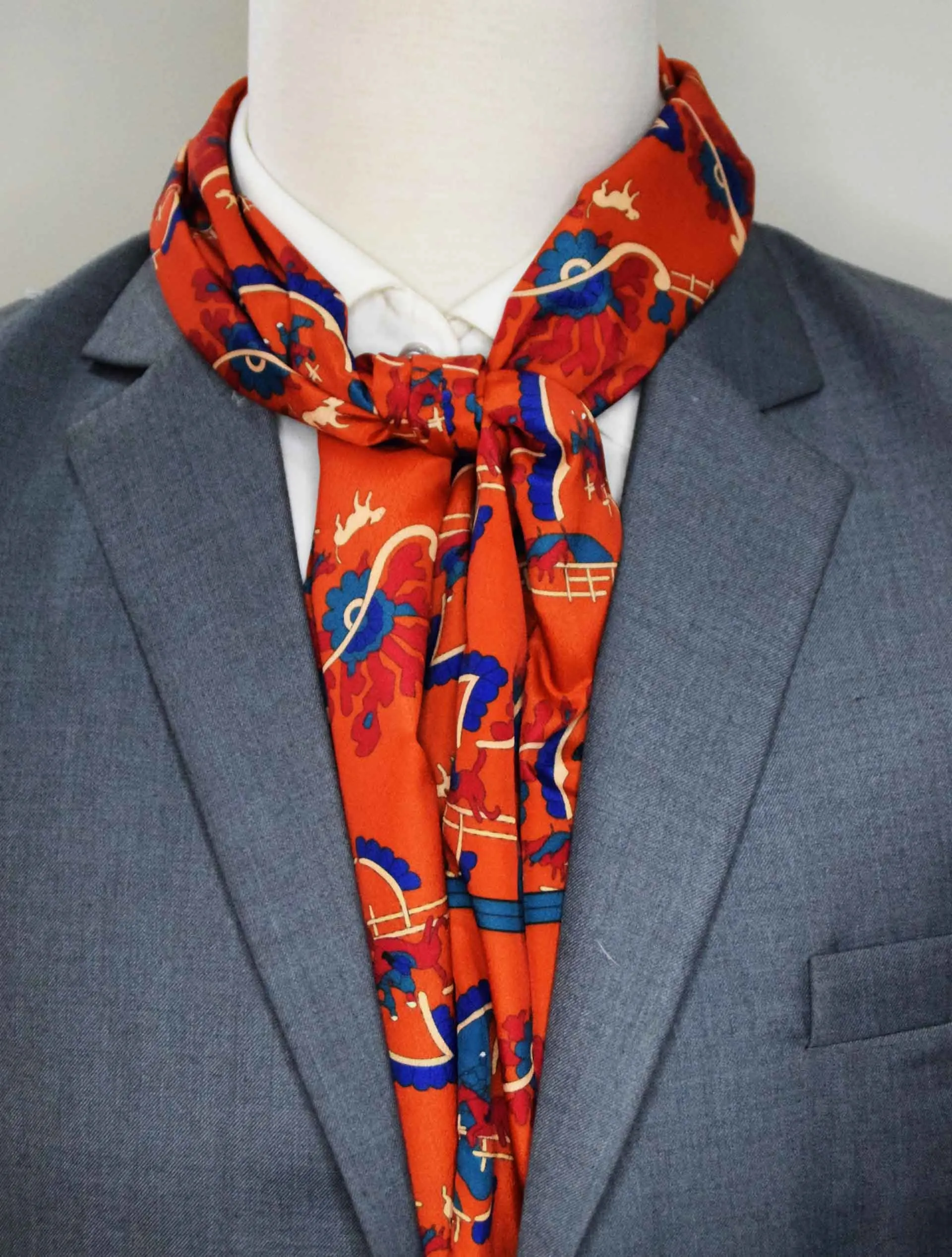 Rust Paisley and Floral - Silk Men Scarves