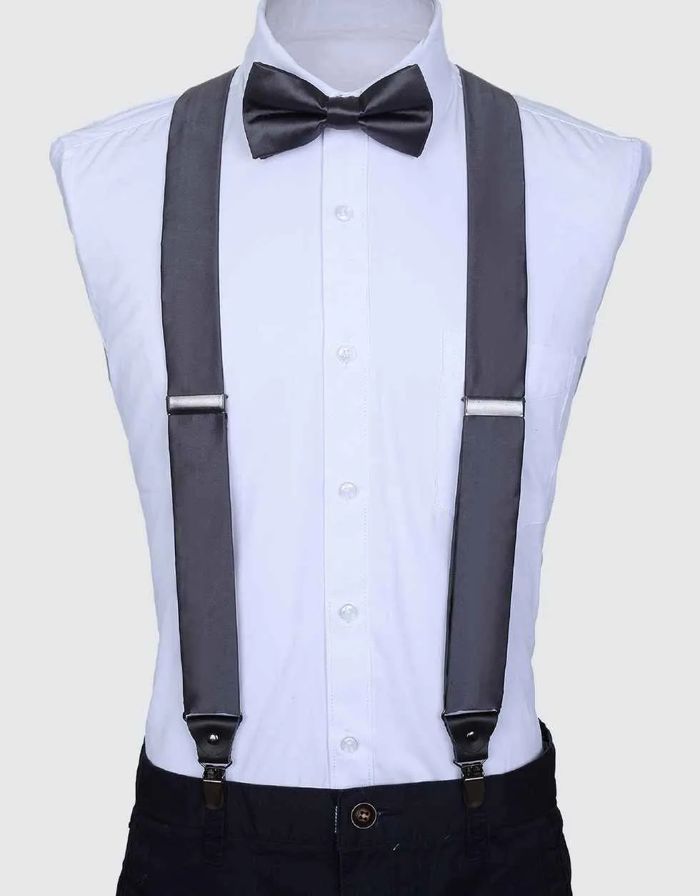 Satin Strap Suspenders Bow Tie Set