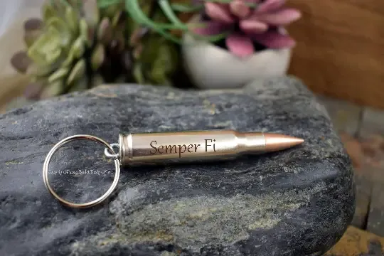 Semper Fi 308 Bullet Keychain, Key Chain, Marines, Key Ring, Oorah, USMC, Military Gift, Gabriola, Nickel