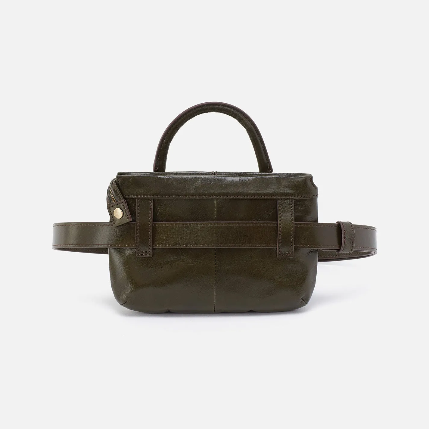 Sheila Belt Bag in Polished Leather - Deep Moss