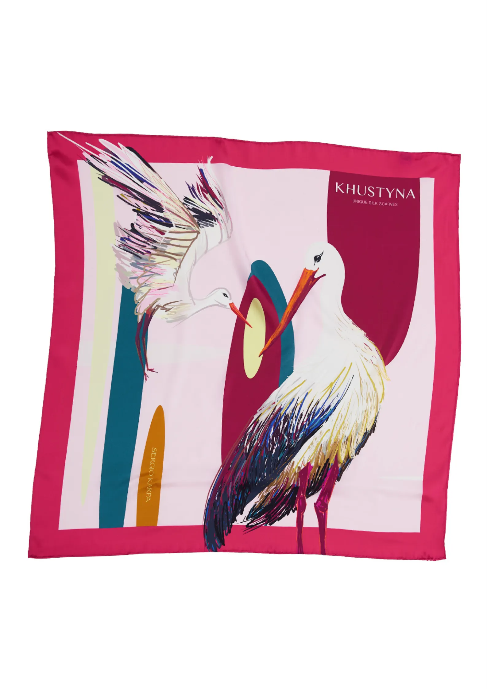 Silk scarf - Ukrainian cranes