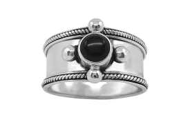 Silver Black Onyx Chloe Ring