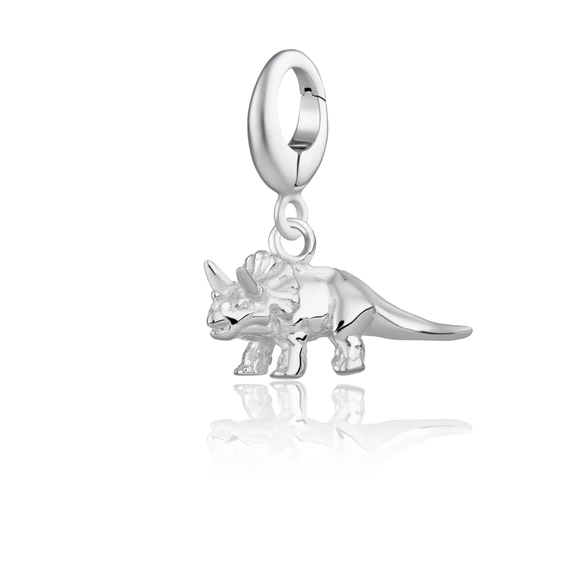 Silver Triceratops Dinosaur Charm