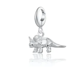 Silver Triceratops Dinosaur Charm