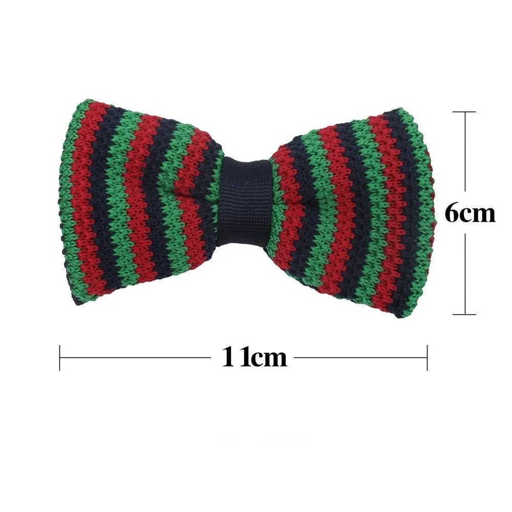 Slim Striped Knitted Bow Tie Pre-Tied