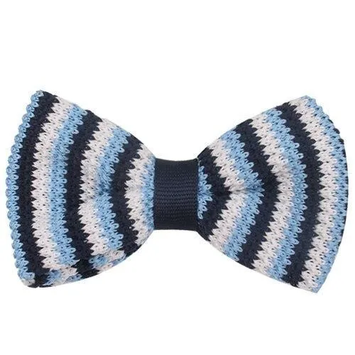 Slim Striped Knitted Bow Tie Pre-Tied