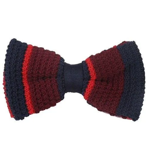 Slim Striped Knitted Bow Tie Pre-Tied