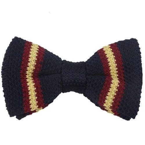 Slim Striped Knitted Bow Tie Pre-Tied