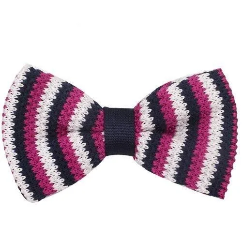 Slim Striped Knitted Bow Tie Pre-Tied