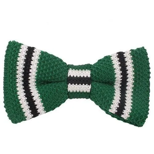 Slim Striped Knitted Bow Tie Pre-Tied