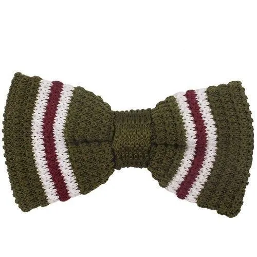 Slim Striped Knitted Bow Tie Pre-Tied