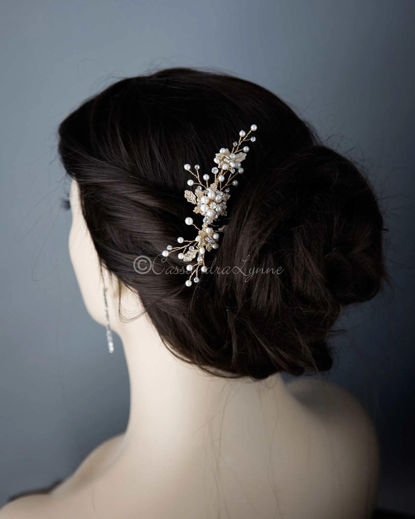 Small Gold Pearl Hair Comb