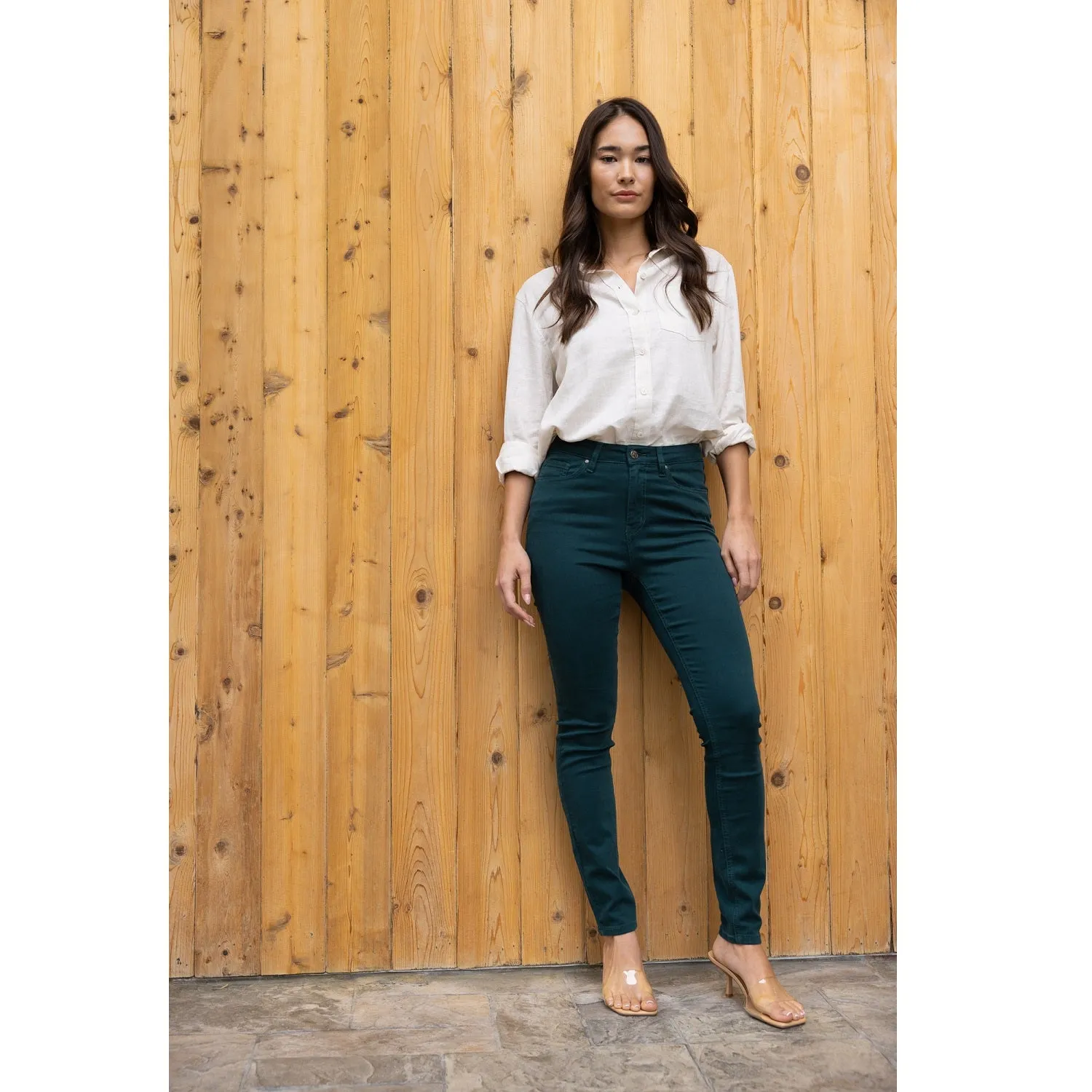 Soft Stretchy High Rise The Everyday Skinny Jeans - Dark Green