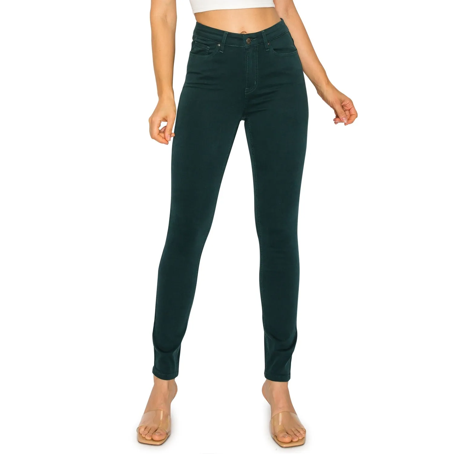 Soft Stretchy High Rise The Everyday Skinny Jeans - Dark Green