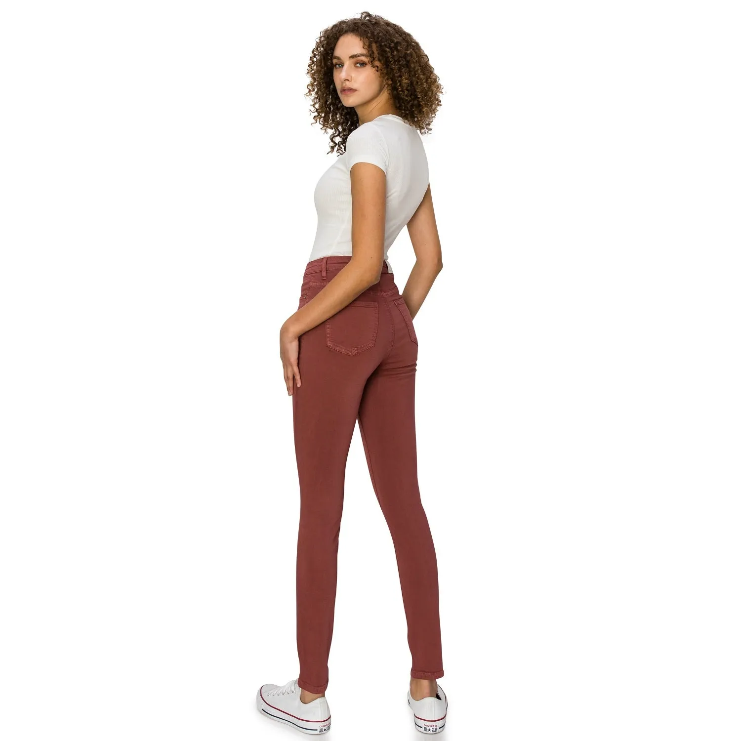 Soft Stretchy High Rise The Everyday Skinny Jeans - Red Argil